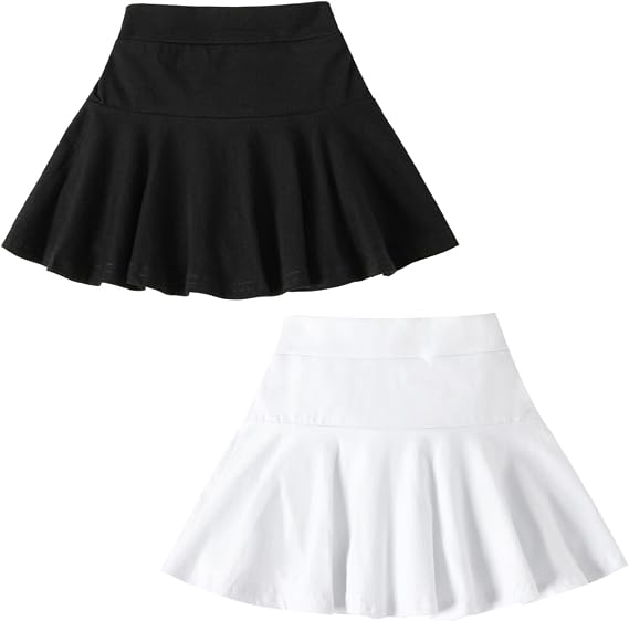 DREAM BUS 2 Pack Girl Pleated Skirts Built in Shorts Little Kid Tennis Skorts Toddler Girl Athletic Flowy Skorts Skirts