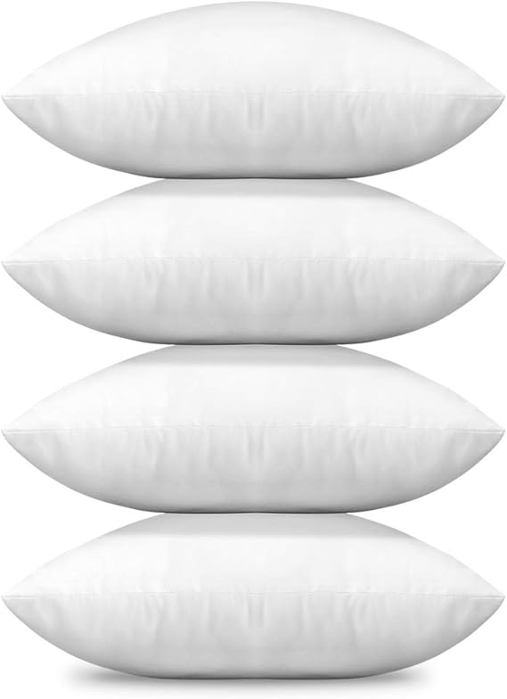 Artscope 4 Packs Premium Square Form Cushion Inner Pads 45x45cm Cushion Stuffer for Couch, Sofa, Bed - Indoor Decorative Pillows Inserts, Standard/White (Inners,18x18in)