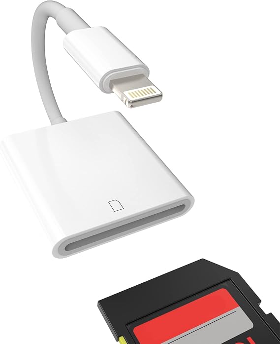 iPhone SD Card Reader Memory Lightning to Camera Adapter Compatible for Ipad 13 12 11 Pro Max X Xs Xr 8 7 6 Plus 6s Se Air Mini Accessories Adaptador Phone Camera Viewer Apple MFI Certified