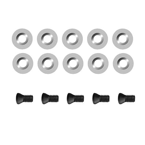 R12 Carbide Inserts 12mm for Woodturning Lathe Tools, 10pcs + 5 Screws