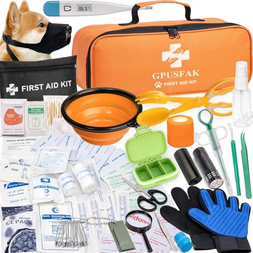 Dog First Aid Kit - Pet First Aid Kit for Dogs with Pooper Scooper First Aid Supplies for Home Camping Hiking Traveling Hunting and Sports