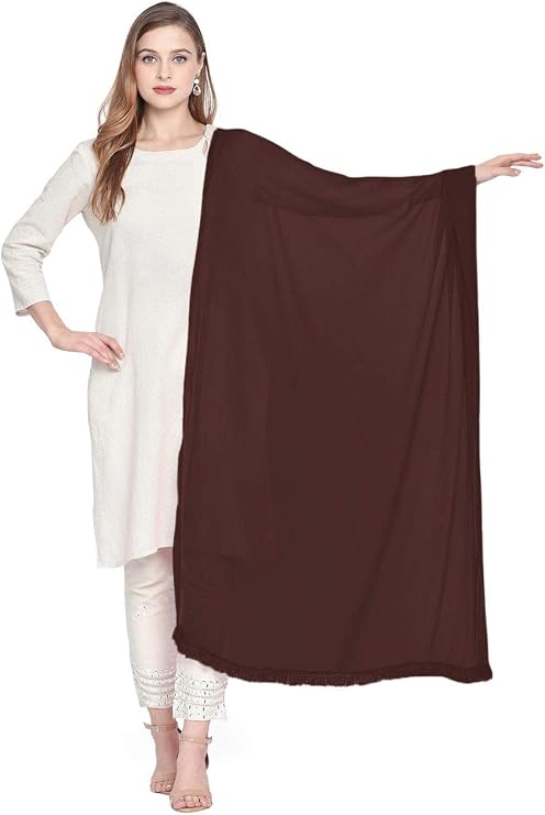 DUPATTA BAZAAR Women's Coffee Brown Chiffon Dupatta...