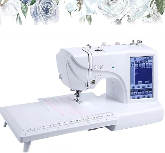 Portable Automatic Embroidery Machine,Electric Sewing Machine with Extension Table with 4" x 9.2" Embroidery Area and 7" LCD Touch Screen, Sewing Made Easy