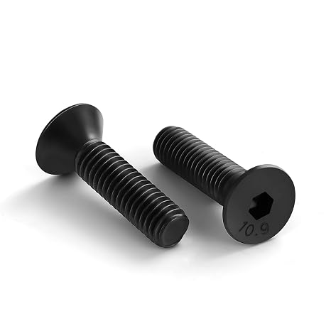 3/8-16 x 3 Flat Head Socket Cap Screws Countersunk Bolts, Class 10.9 Alloy Steel, Black Oxide, 10 PCS