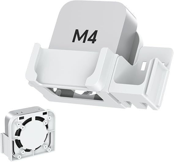 VESA Mount for Mac mini M4 with Storage Baskets – Wall & Monitor Mounting Bracket, Anti-Scratch & Non-Slip Design, Full Port Access, Compatible with VESA 75x75mm & 100x100mm, Not for M1/M2