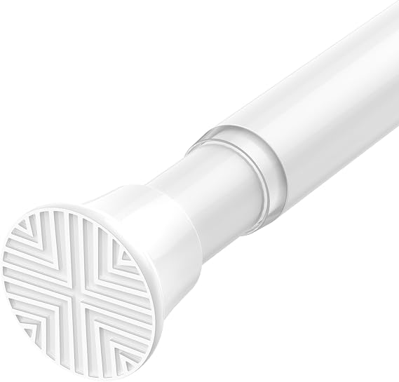 Tension Curtain Rod 32-76 Inch 7/8" Diameter Spring Loaded Curtain Rods No Drilling Adjustable Expandable Tension Shower Curtain Rods for Window Doorway Bathroom Kitchen Closet, White