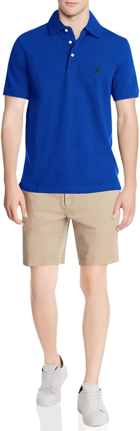 Nautica Men's Short Sleeve Solid Stretch Cotton Pique Polo Shirt Polo Shirt
