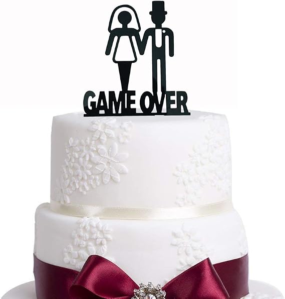 GAME OVER Wedding Cake Topper, Funny Wedding Cake Topper, Bride and Groom Cake Decoration
