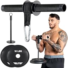 Elite Forearm Strengthener, Forearm Roller with 2x10lbs Sand Plates, Plates Holder & Adjustable Straps, Thick Anti-Slip Handle, Forearm Exerciser, Wrist Roller, Arm Blaster, Hand Grip Strengthener
