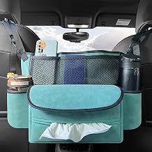 JEYODA Car Suede Seat Organizer High-capacity Seat Back Pouch Central Storage for Pickup SUVs Double-sided Tissue Storage Handbag Holder Car Accessories (Blue)