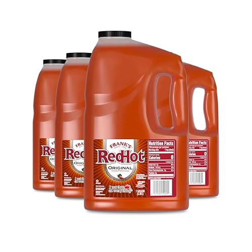 Frank's RedHot Original Cayenne Pepper Hot Sauce, 1 gal (Pack of 4) - Four Gallon Bulk Containers of Cayenne Pepper Hot Sauce to Add Flavorful Heat to Entrees, Sides, Snacks, and More