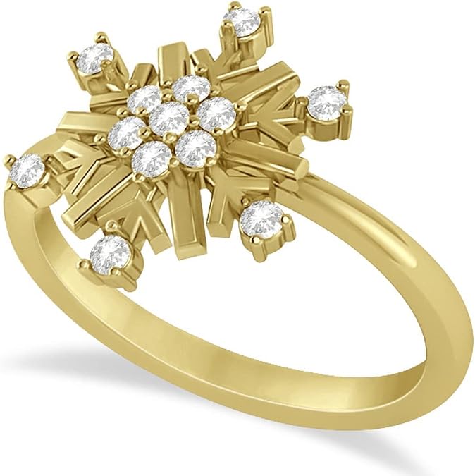 Allurez 14k Gold Women's Prong Set Diamond Snowflake Right-Hand Ring in .20 carat