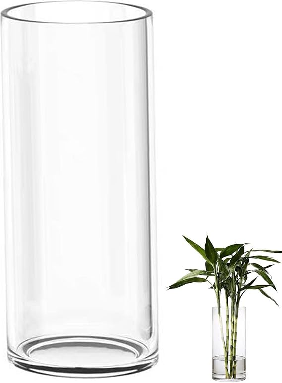 TSKDKIT Extra Large Glass Vase for Flowers 40cm Glass Cylinder Vase Thickened Clear Vases for Living Room Modern Large Vases 40 x 12cm
