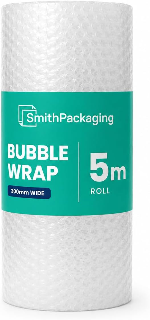 SmithPackaging Large Bubble Wrap Roll 300mm x 5m - Small Air Bubbles Packaging for Moving House & Packing Storage Boxes
