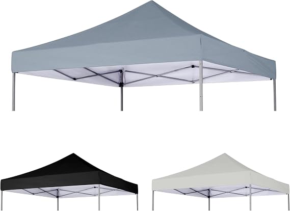 10x10 Canopy Replacement Cover, Waterproof Pop Up Tent With Ropes, Instant Sunshade Sliver Coated Oxford Cloth for Outdoor Garden Patio Camping (Grey, Top Only)