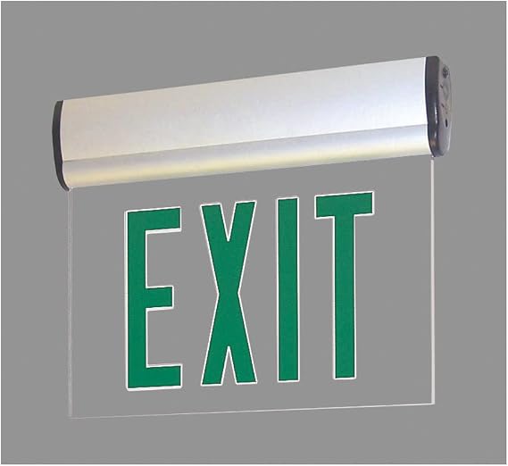 Nora Lighting NX-810-LEDG2MA Green LED Double Face Edge-Lit Exit, AC only, Mirror, Aluminum