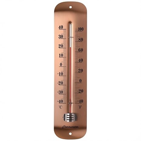 12 Inch Vintage Large Outdoor Thermometer - Antique Copper, Big Easy to Read Numbers, Premium Steel Waterproof Wall Thermometer for Garden Patio, Decorative & Accurate, No Battery Needed