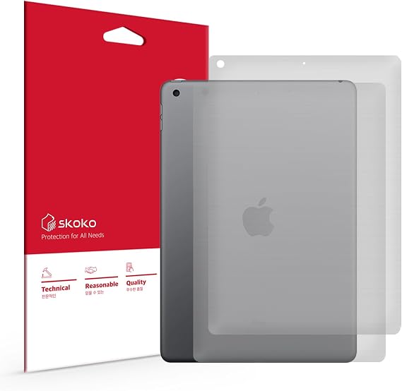 skoko 2pcs in 1 set iPad Back Matte Transparent Protector Film Body Skin Compatible with iPad 10.2 7/8/9 th generation, TPU, Ultra Thin compatible with Case Cover