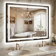 LED Bathroom Mirror with Lights, Black Framed Lighted Vanity Mirror, Front & Backlit, 40"x30", Anti-Fog, Dimmable 3 Color Temperature, Memory, Shatterproof Tempered Glass
