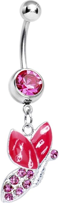 Body Candy Pink Sideways Butterfly Belly Ring