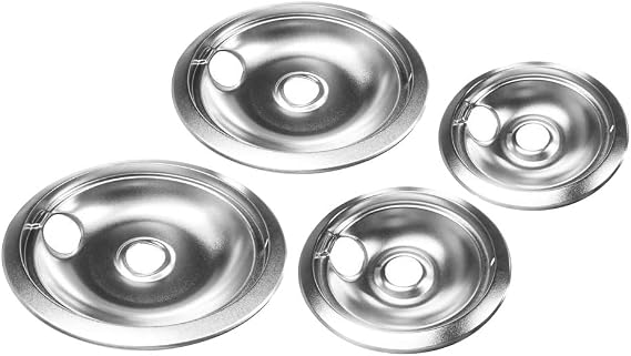 Stainless Steel Reflector Bowls Universal Drip Pan Kits Gas Stove Burner Rings for Frigidaire Kenmore(4 Pack)