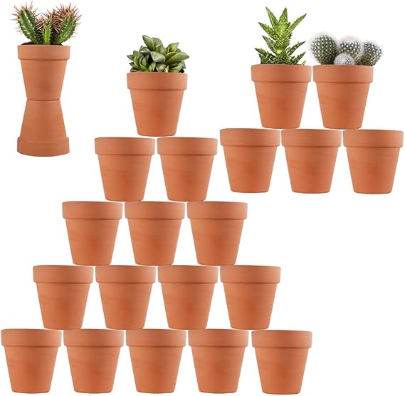 Sderoq 3 Inch Terracotta Pots - 22Pack Clay Flower Pots with Drainage Hole, Succulent Nursery Pot/Cactus Plant Pot. Great for Plants, Crafts, Wedding Favorn, DIY Production