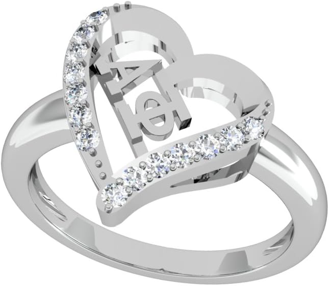 Alpha Phi Heart Silver Ring
