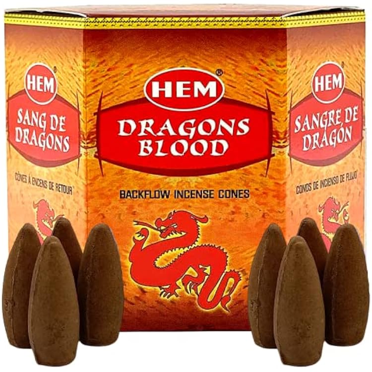 Backflow Incense Cones Dragons Blood - 40 Inscents-Hem Cones Waterfall - Sweet Amber Mystical Dragon Blood Cones | Thick Cloudy Incense Fountain Waterfall.