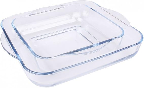 Borcam 1690037 Care Baking Dishes Set of 2 Clear Glass 31.5 x 28 x 6 cm