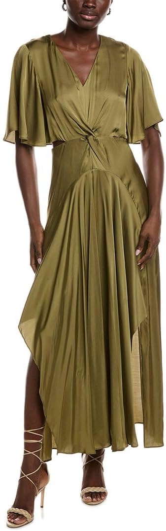 Maje Womens Twisted Front Midi Dress, 34, Green