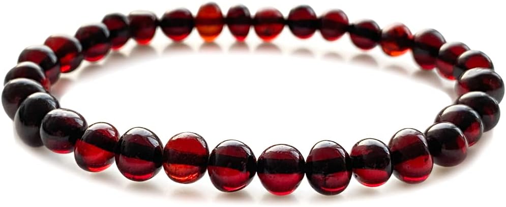 Exceptional Colors of Amber Bracelet for Woman Red, Blue and Green - amber stone jewelry, 100% Genuine, HandMade from Caribbean Baroque Beads - 7" / 18cm