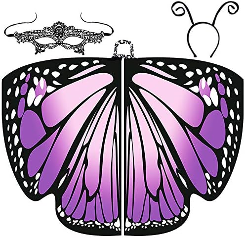 Butterfly Wings for Women, Halloween Butterfly Shawl Fairy Ladies Cape Nymph Pixie Costume Accessory Color C