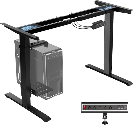 TOPSKY Dual Motor Electric Standing Desk Frame, Height Adjustable Sit Stand Base for Home Office, Fits Table Tops up to 70.8 x 31.5 Inch, 225 lb Capacity (Black, with CPU Stand)