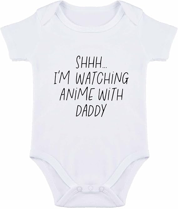 Shh I'm Watching Anime with Daddy Baby Bodysuit Funny Baby Bodysuit Unisex