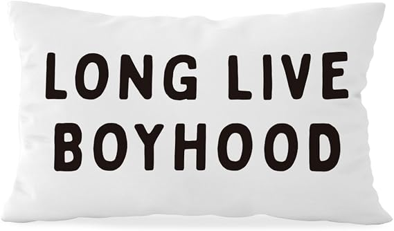 Playroom Decor, Long Live Boyhood Throw Pillow Cover 12x20, Boys Room Decor, Pillowcase Cushion Cover for Home Sofa Living Room Couch Bed
