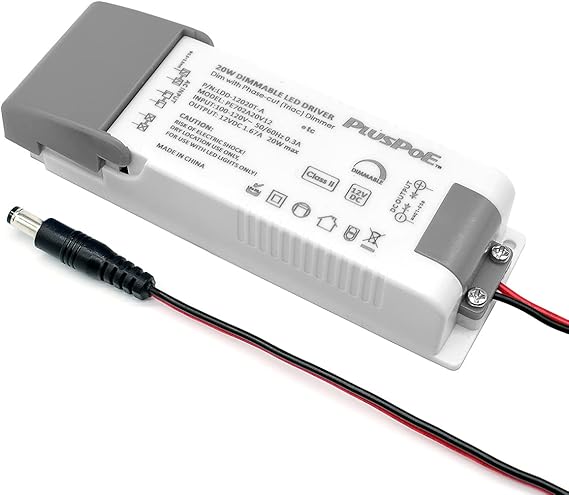 20W Dimmable Transformer, PLUSPOE 12V Magnetic LED Driver Power Supply for 12V Constant LED Lighting