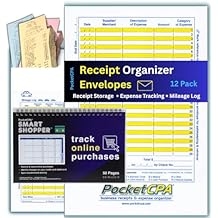 Shoppers Friend. Bundle Includes 12 Receipt Organizer Envelopes to Track Purchases & Store Receipts, plus a Smart Shopper Mini-Ledger to Track Online Purchases on Amazon.