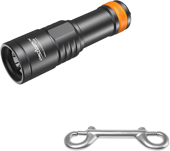 ORCATORCH D580 Scuba Dive Light Max 530 Lumen 3 Modes with 6 Degrees Narrow Beam 4.5inch Stainless Steel Bolt Snap Bundle