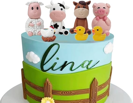 Farm Animal Cake Topper for Farm Animal Theme Birthday Baby Shower Party