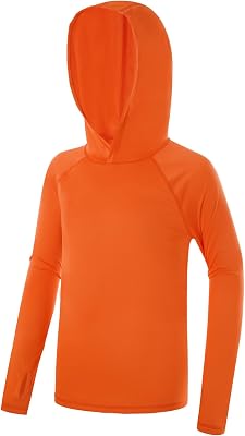 Boys Rash Guard Hoodie UPF 50 Sun Protection Long Sleeve Swim Shirt Quick Dry Kids SPF Fishing Water Beach Shirts
