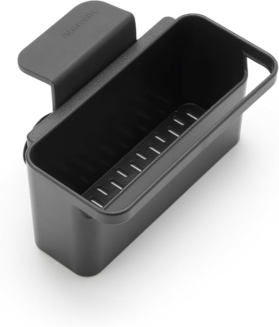 Brabantia Brabanta SinkSide Lavabo İçi Düzenleyici (Koyu Gri) Düzenli Depolama/Drenaj Kabı, Mutfak Lavabo Süngerleri, Bezler, Bulaşık Sabunu için Vantuzlu