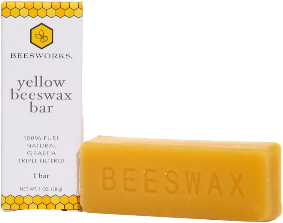 Beesworks Yellow Beeswax Bars (1 oz) | 100% Pure, Cosmetic Grade, Triple-Filtered Beeswax for DIY Skin Care, Lip Balm, Lotion and Candle Making (1 oz Bar)