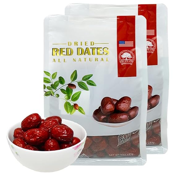 2 Pound DABC OAK LAND Premium Jujube Red Dates, 100% Natural Red Date (Hong Zao) High Vitamins, High Nutrition, Health Snack, Selected Dried Fruit, Big & Delicious Packed in USA 1LB/ 2 Bags