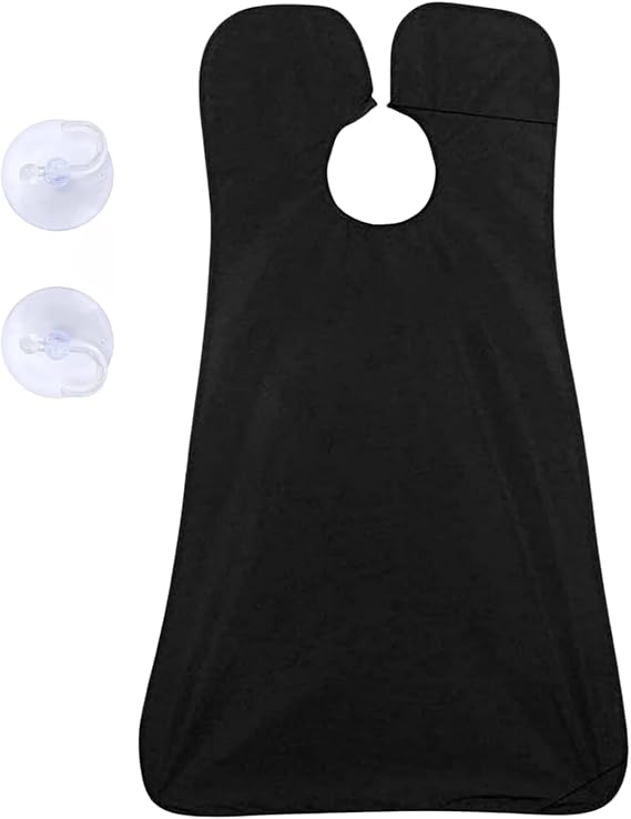 Unisex Hair Beard Dinner Cover Shower Bathroom Cleaning Apron Apparatus with Suction Cup Functional Beard Apron That Can Be Hanged on Mirror Tiles or Glass