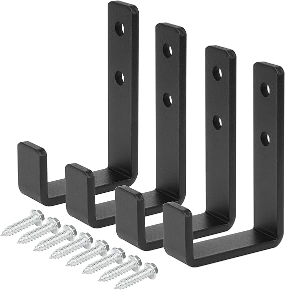 4 Pack 2-3/8" Heavy Duty Steel J Hook, Wall Mount Garage Hanging Bracket