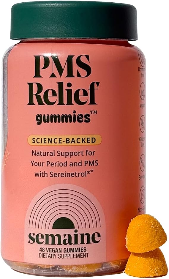 Semaine PMS Relief Gummies, Cramps, Mood & Bloating Support, Clinically-Studied Ingredients