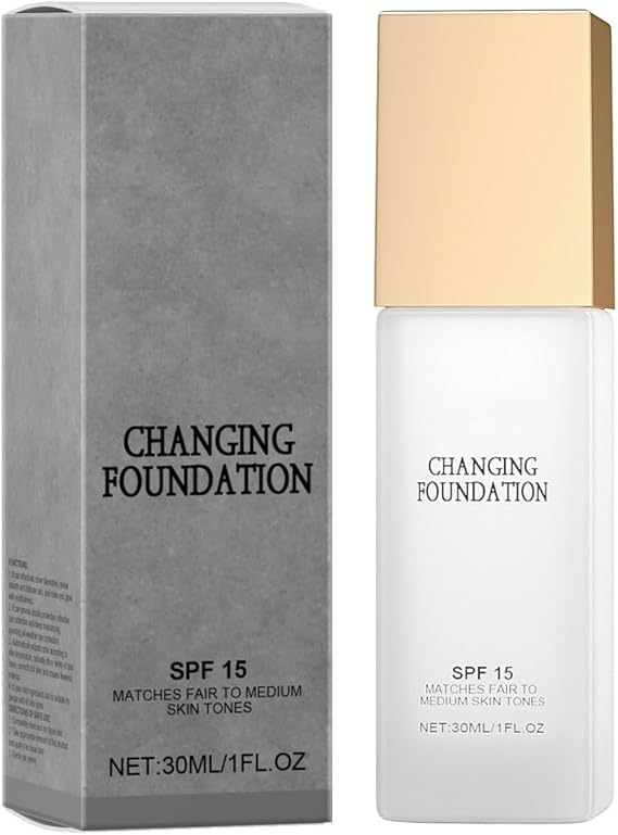 Color Changing Foundation SPF 15 with Glycerin - Changing Foundation for Liquid Makeup - Liquid Foundation for Mature Skin Long-Lasting Mattifying 30ml
