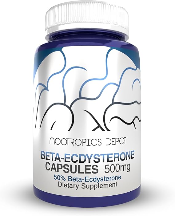 Nootropics Depot Beta Ecdysterone/20-Hydroxyecdysone 50% Capsules | 500mg | Cyanotis Arachnoidea Extract | Phytoecdysteroid | 90 Count