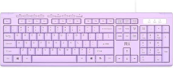 Rii RK907 Ultra-Slim Compact USB Wired Keyboard for MAC and PC-Purple