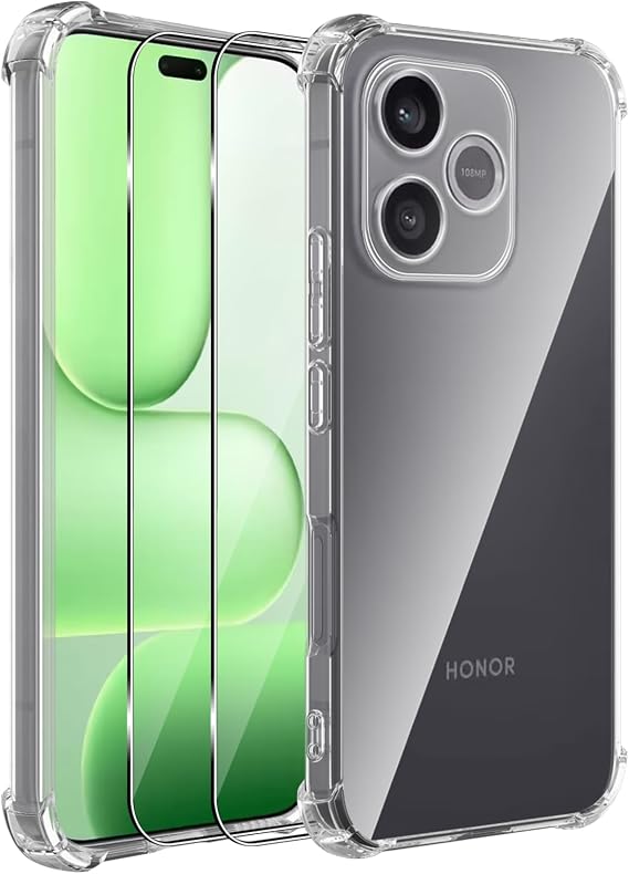 Case for Honor 600 Lite 5G Protection, Clear Phone Case with Screen Protector, Bumper Slim Fit Shockproof Flexible TPU Case, Transparent